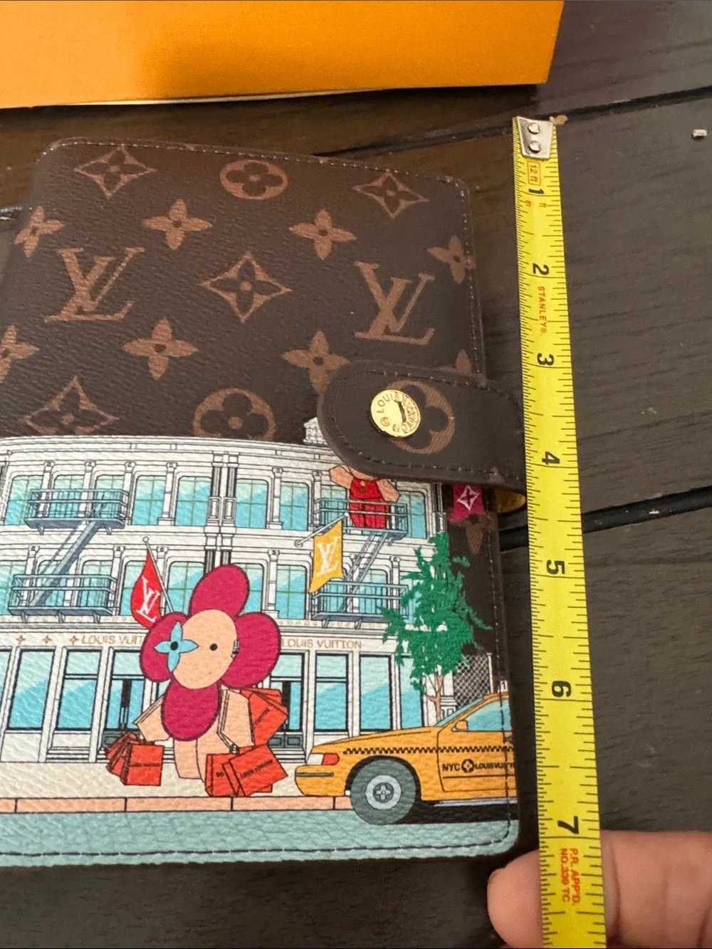 Brown Monogram  Card Holder with Colorful Street Scene read b4 buying